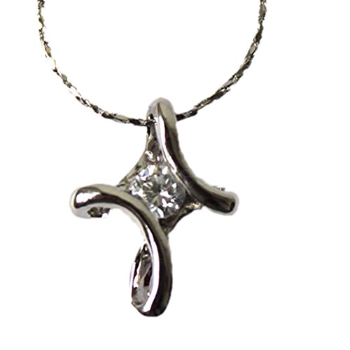 18K White&amp; Rose Gold GP Crystal Rhinestone Infinity Cross Pendant Necklace