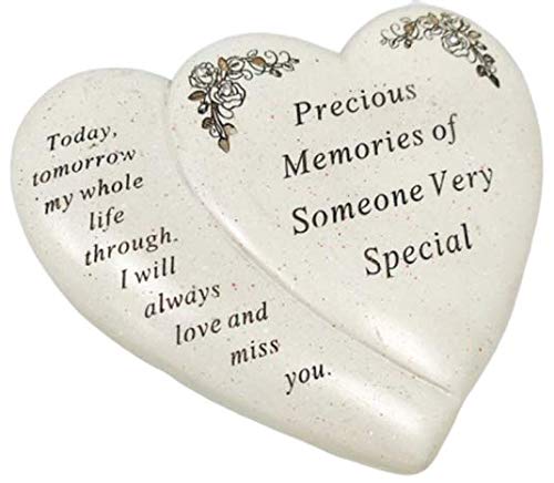 David Fischhoff Someone Special Double Heart Flower Graveside Memorial Ornament Verse Plaque, Waterproof and Weather Resistant for Indoor & Outdoor Use, 18 x 15 cm
