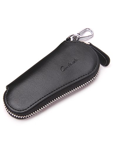 Contacts mens genuine leather remote car key holder zip…