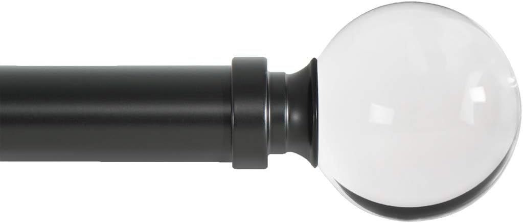 Ivilon Drapery Treatment Window Curtain Rod - Acrylic Ball 1 inch Pole. 28 to 48 Inch. Black: Home & Kitchen