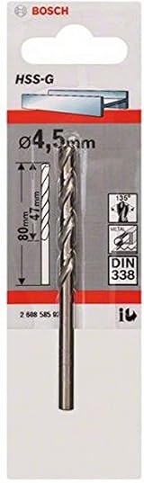 Bosch 1x HSS-G DIN 338 Metal Drill Bit Ø4.5 x 47 x 80 mm