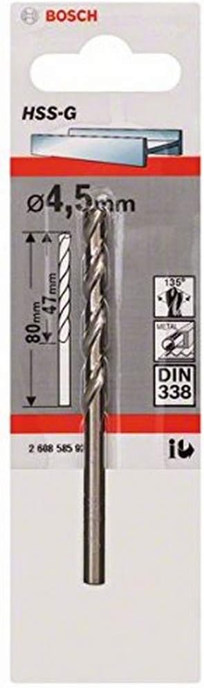 Bosch 1x HSS-G DIN 338 Metal Drill Bit Ø4.5 x 47 x 80 mm