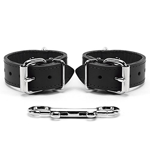 Alyssa I Wrist Cuffs Ankle Cuffs Handmade Lambskin Leather Super Soft Handcuffs and Leg Cuffs (Black, Ankle)