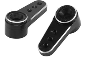 KingVal Replacement 2PCS CNC Metal 15T RC Servo Arm Horn Compatible with Emax ES08MA II Axial SCX24 1/24 RC Crawler Car (Black)