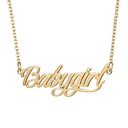 Aoloshow Gold Babygirl Name Necklace Stainless
