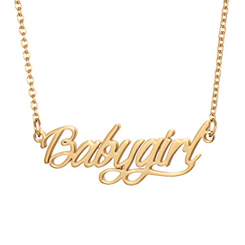 Aoloshow Gold Babygirl Name Necklace Stainless