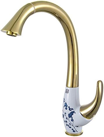 Vintage Brass Single Handle Pull Out Kitchen Sink Faucets