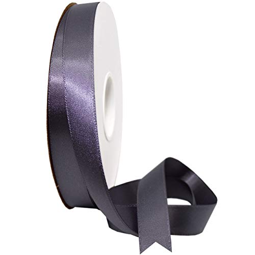 Morex Ribbon Double Face Satin Ribbon 5/8" X 50 YD Charcoal Ribbon for Gift Wra…