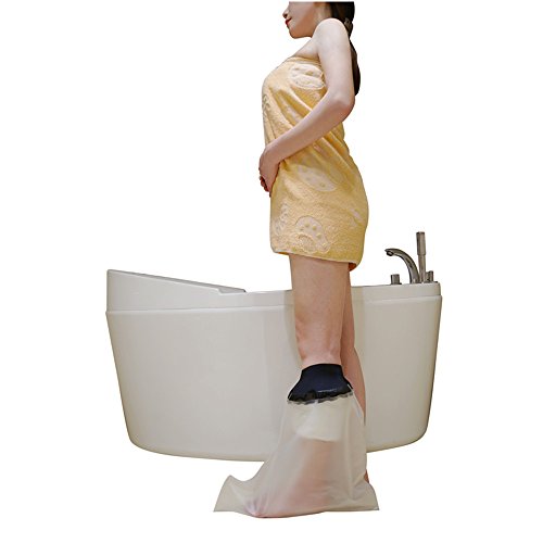 Adult Leg Cast Cover for Shower Swimming, Clear Waterproof Foot Wound Bandage Protector,Full Size Best Watertight Protection to Feet Toes Shank Ankle Wound (Feet)