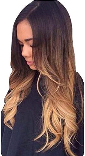 JESSIEJESSIE Fluffy Realistic Wigs For Women Big Wavy Long Wigs With Multiple Colors Wigs Heat Resistant Wigs Length 65cm (Color : Black brown gold three color gradient)