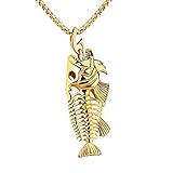 fish bone necklace hemlock womens mens punk style necklace fish bone hook pendant necklace chain choker gold 