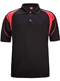ZITY Men's Fashion Polo T-Shirt Sport Quick Dry Short Sleeves T-Shirts,Black+red,US X-Large