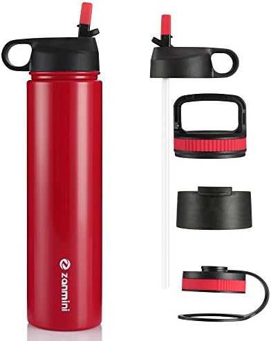 zanmini Water Bottle Sport Insulated Bottle Reusable Stainless Steel Traveling, Gym, Racing, Outdoor, Car Lid Antifuite Flip Flop Cap(Red 750ml Black 1000ml)