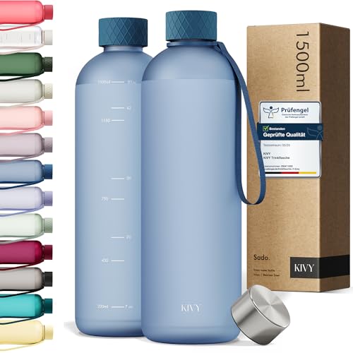 KIVY Trinkflasche 1,5l aus Tritan - Kohlensäure geeignet & Auslaufsicher