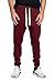 PROGO USA Men's Joggers Sweatpants Basic Fleece Marled Jogger Pant Elastic Waist (Small, Burgundy)