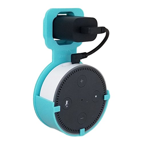 The Dot Spot by Dot Genie: The Original Outlet Wall Mount Hanger for Amazon Echo Dot - Redesigned for 2018 - Designed in USA - No Messy Wires or Screws - Multiple Colors (Aqua)