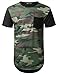 URBANCREWS Mens Hipster Hip Hop Camo Longline Pocket T-Shirt BLK, XXL