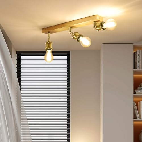ANWIO Retro Ceiling Lamp, 3-Way Ceiling Lights for Bedroom, Kitchen and Living Room with E27 Bases, Adjustable, Bronze, 40W, 1080 Lumen, LED, White