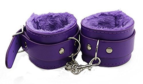 Jiuhexu Adjustable PU Leather Handcuffs Adjustable Soft Wrist Cuffs, Purple