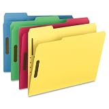 Smead Fastener File Folder, 2 Fasteners, Reinforced 1/3-cut Tab, Letter Size, Assorted Colors, 50 Per Box (11975)