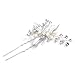 Mariell Bridal Hair Pin Stick with Hand-Painted Silver Leaves, Freshwater Pearl and Crystal Sprays