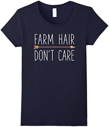 Womens Farm Hair Don't Care T Shirt Farming Farmer Farmhouse Tee XL Navy