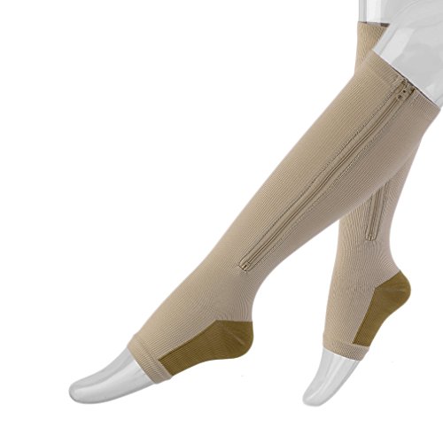 DierCosy Women Zippered Compression Socks Slim Leg Sox Toe Thigh Thin Leg Stocking Health and Beauty
