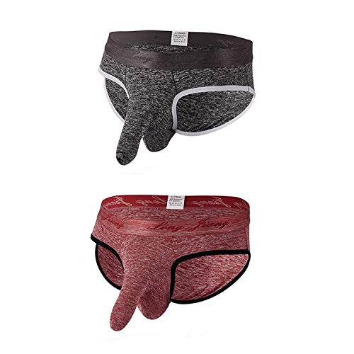 Letiane Men's Sexy Triangle Underwear U Convex Pouch Briefs Elephant Bulge Knickers 2 Pack (Color 1, M)