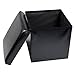 NISUNS OT01 Leather Folding Storage Ottoman Cube Footrest Seat, 12 X 12 X 12 Inches (Black)