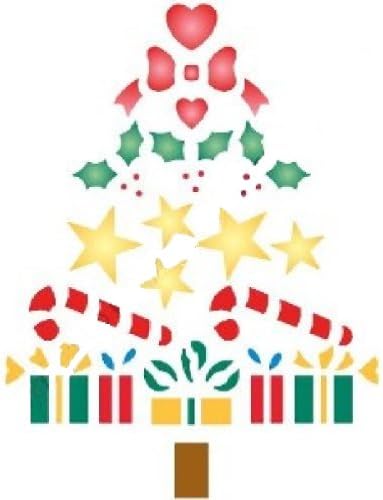 4"x 5" Christmas Tree Collage Painting &amp; Quilting Stencil by QCI - P369