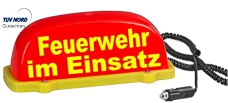 PACO Deutschland e.K. Dachschild City - leuchtrot - Feuerwehr im Einsatz LED Blinklicht und Dauerlicht umschaltbar Dachaufset