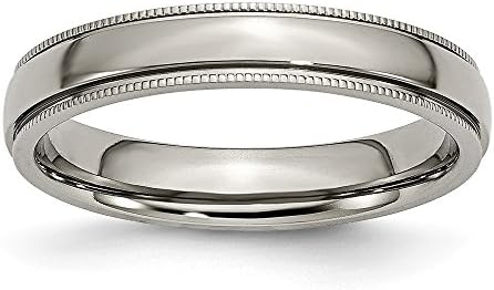 Titanium Grooved and Beaded Edge 4mm Polished Band, Size 8.5