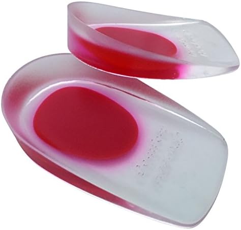 New Step Pro2 Medical Grade Silicone Gel Heel Pad Shock Absorb Pain Relief Cups and Support (Smaller, Red)
