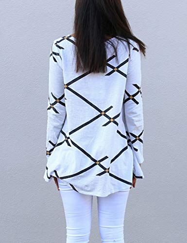 [- Blooming Jelly Women's Asymmetric Tops Long Sleeve Top Boat Neck Striped T Shirt High Low Loose 