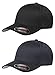 Flexfit Unisex Wooly Combed Twill Cap (6277) 2-Pack (XL/XXL, Black & Dark Navy)