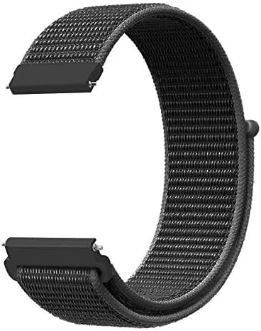 Nylon Sport Loop Band ZGS 20mm Replacement Nylon Strap Compatible with Amazfit Bip/Huawei Watch 2 Sport/Ticwatch E Breathable with Hook and Loop Fastener Adjustable Closure(Black)