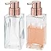 mDesign Square Glass Refillable Liquid Soap Dispenser Pump Bottle for Bathroom Vanity Countertop, Kitchen Sink - Holds Hand Soap, Dish Soap, Hand Sanitizer, Essential Oils - 2 Pack - Clear/Rose Gold