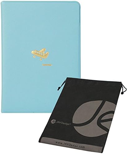 JAVOedge Sky Blue Airplane Passport Travel Document and Passport Cover (5.4" L x 0.2" W x 3.7" H) with Bonus Storage Bag