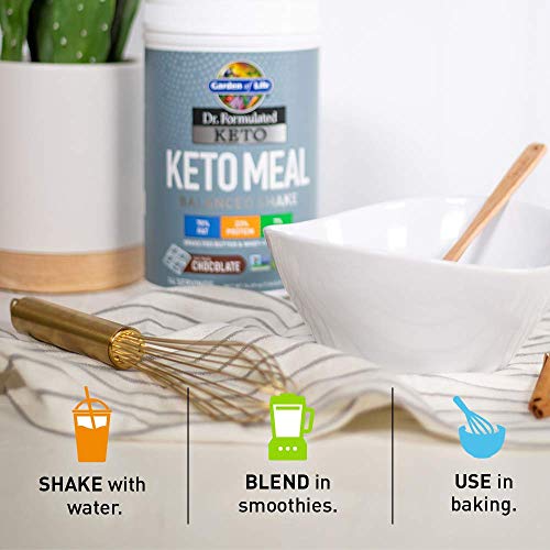 GARDEN OF LIFE DR. FORMULATED KETO MEAL BALANCED SHAKE – CHOCOLATE POWDER, 14 SERVINGS, TRULY GRASS FED BUTTER & WHEY PROTEIN PLUS PROBIOTICS, NON-GMO, GLUTEN FREE, KETOGENIC, PALEO MEAL REPLACEMENT