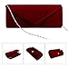 Jubileens Wedding Evening Party Velvet Clutch Bag Retro Envelope Cross Body Handbag (wine red)