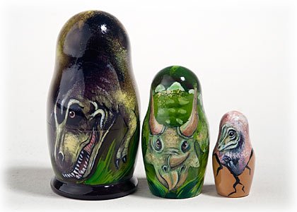 Made in Russia Authentic Dinosaur Nesting Doll 3pc./3.5