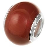 925 Sterling Silver Natural Red Carnelian Agate Stone Round Bead For European Charm Bracelets