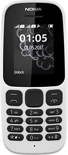 Nokia 105 [2017] TA-1037 Only 2G Dual-Band (850/1900) Factory Unlocked Mobile Phone Black no warranty (White) (Best Basic Mobile Phone Under 3000)