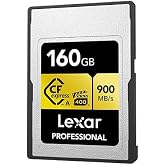 Lexar 160GB Professional CFexpress Type A Gold Series Memory Card, Up to 900MB/s Read, Cinema-Quality 8K Video, Rated VPG 400 (LCAGOLD160G-RNENG)