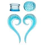 0 Gauge Glow in the Dark Teardrop Glass Spiral Taper (8mm) - 4 Pieces
