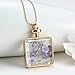 Gmai Dried Pressed Flower Square Shape Pendant Necklace Purple Color
