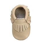 Sunward Baby Tassel Soft Sole Cow Leather Shoes Infant Boy Girl Toddler Moccasin (XL, Beige)