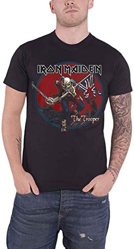Iron Maiden T Shirt The Trooper Red Sky Band Logo Official Mens Black