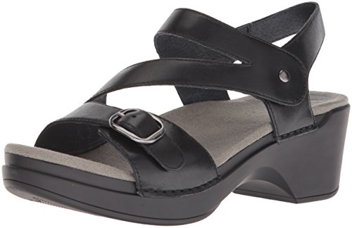 Dansko Women's Shari Flat Sandal, Black Full Grain, 40 M EU (9.5-10 US)
