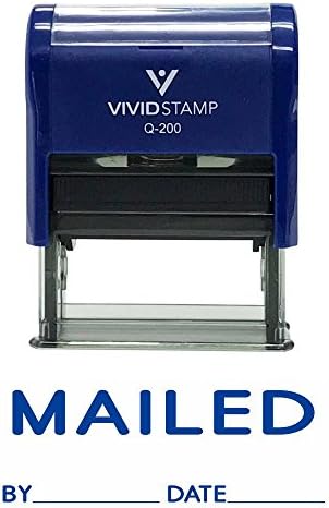 MAILED with by Date Line Self Inking Rubber Stamp (Blue Ink) - Medium